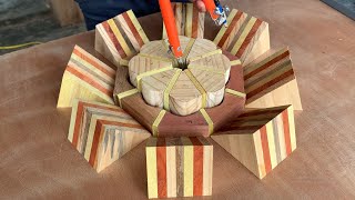 Woodturning - How to Make a Detailed Segmented Flower Vase from Wood