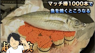 マッチ棒1000本の上で魚を焼いたら予想外の展開に・・・