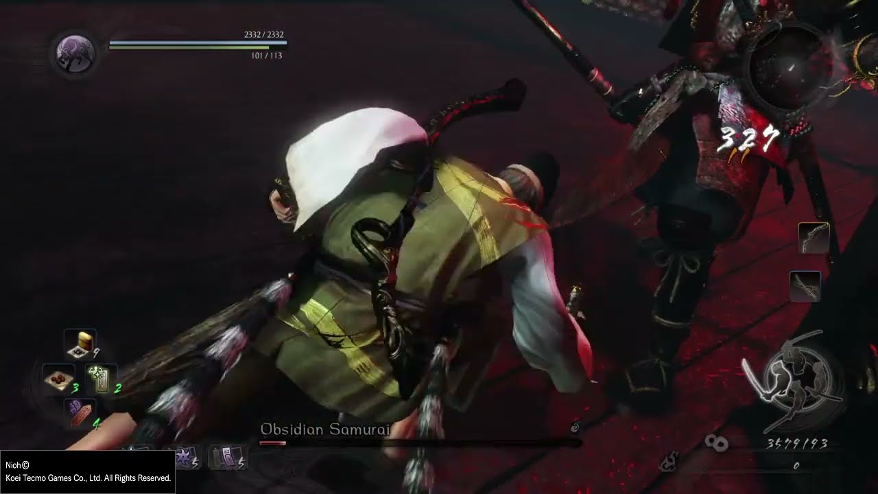 Shrike Skill [Parry] vs Obsidian Samurai Boss Fight - Nioh Combat Gameplay