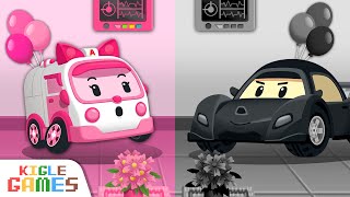 핑크 VS 블랙 자동차 | 구급차 VS 검정차 | 로보카폴리 엠뷸런스 중장비 | 키글 게임 KIGLE GAMES