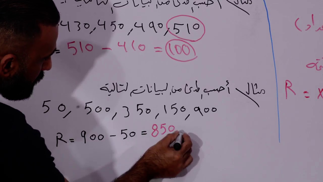 المحاضرة الثامنة / مقاييس التشتت / مفهوم التشتت والمدى Range