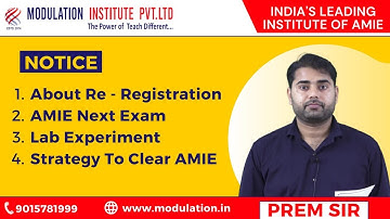AMIE Notice For Re-registration | Next AMIE Exam | Laboratory Project Date | Strategy to Clear AMIE