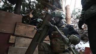 Russian Soldiers Destroy Ukrainian Observation Post Using Podnos Mortar