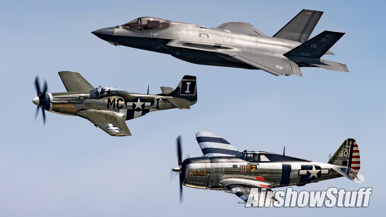 F-35 Lightning II and P-47/P-51 Heritage Flight - EAA AirVenture