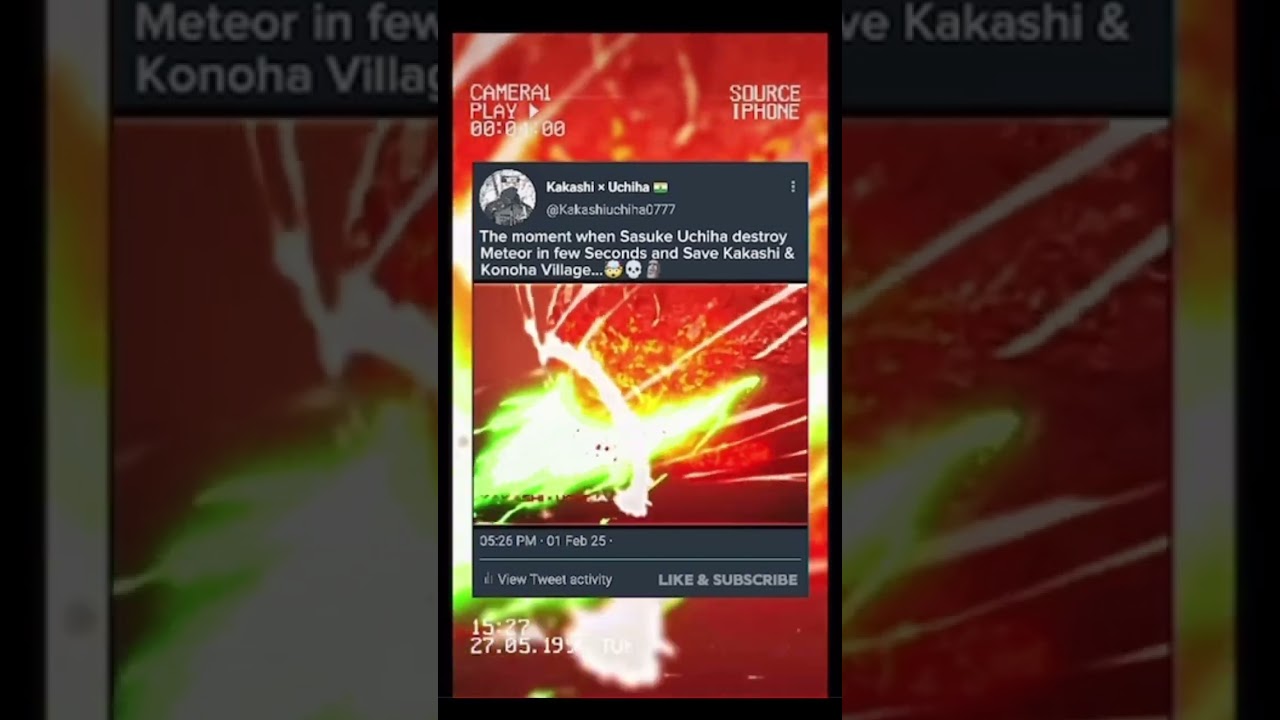 Sasuke destroy meteor in second 