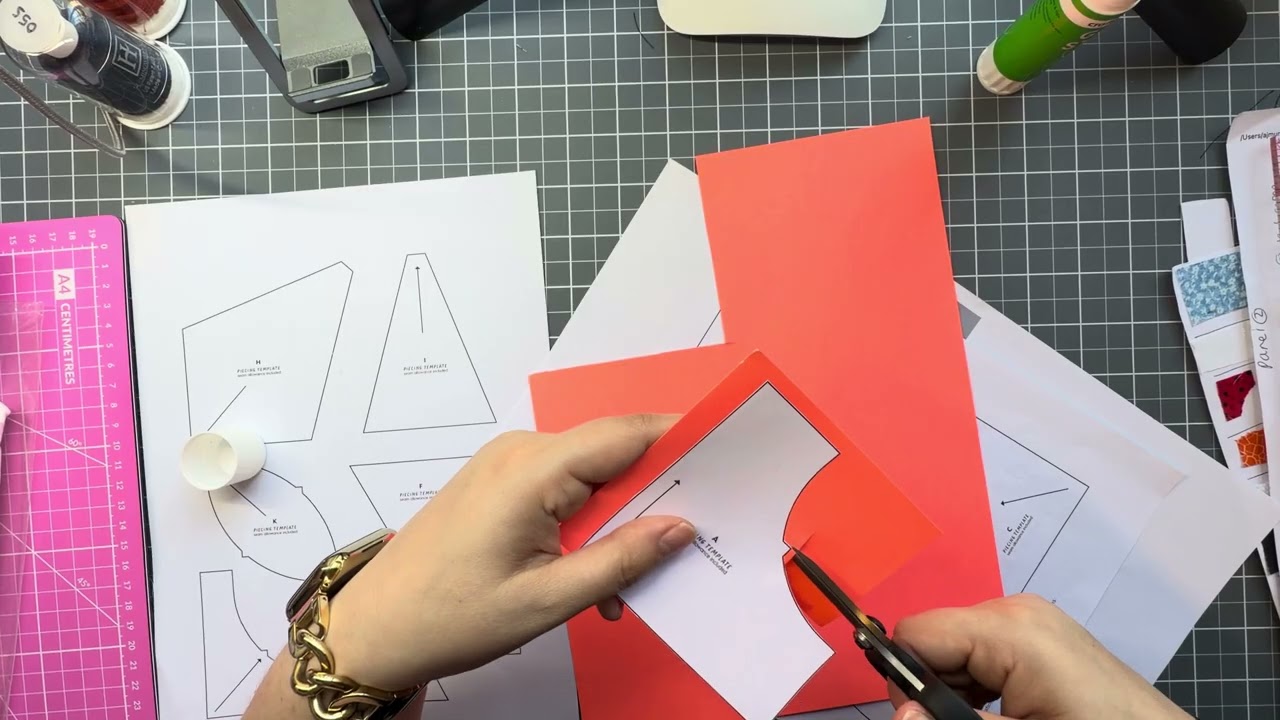 Шаблоны для раскроя белой ткани для лоскутного одеяла «Страна чудес Алисы» (BOM).