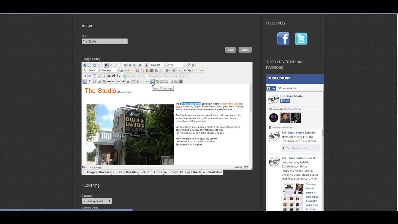 Editing With Joomla using the JCE editor