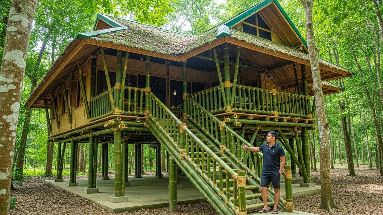 TIMELAPSE: Man builds 2-story bamboo house in 309 days - Start to finish