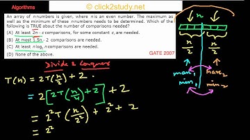Algorithms Example 1.004 GATE CS 2007 (max and min in array)