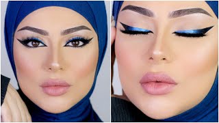 BLUE Eyeliner Makeup Look  Arabian Eyes |MARWA YEHIA| رسم الايلينر الملون بإحترافية مع مروة يحيي