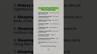 8 Unspoken Sleep Mistakes u don't know. #psychology #selfimprovement #psychologiefakten