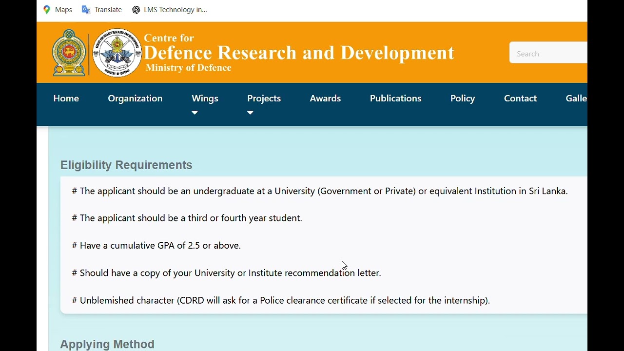 இதோ! SL பல்கலைக்கழக மாணவர்களுக்கு பாதுகாப்பு அமைச்சில் - Internship (AT CDRD) வாய்ப்பு with Salary..