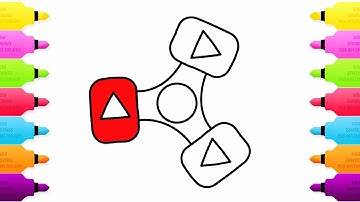 How To Draw and Color Youtube Fidget Spinner | Drawing Coloring Videos For Kids | Sosusu