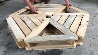 Wood Pallets Recycling - Hexagonal Pallet Chairs Combined with Plant Pots for A Great Garden