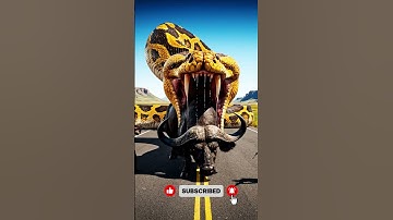 😱 A giant python🐍is devouring an animal and police are immediately trying to rescue it #savewildlife