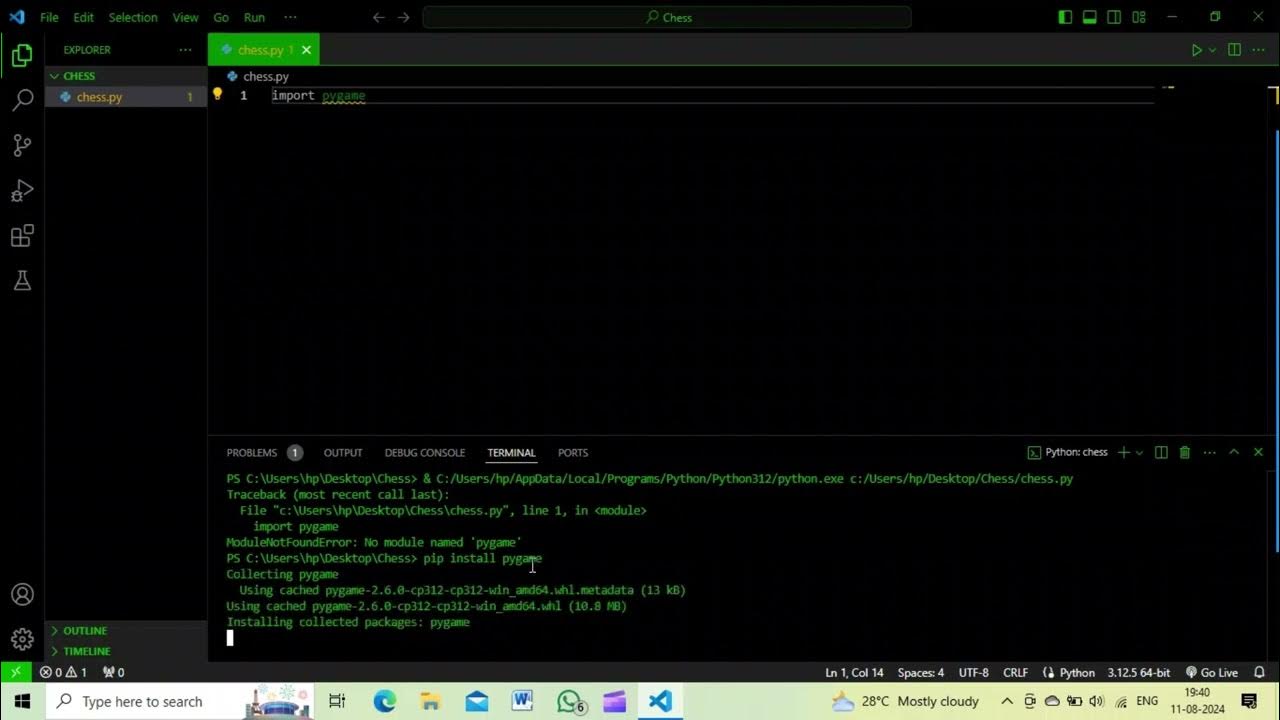 How to install pygame in VS code| | VS code ke andar pygame install ...