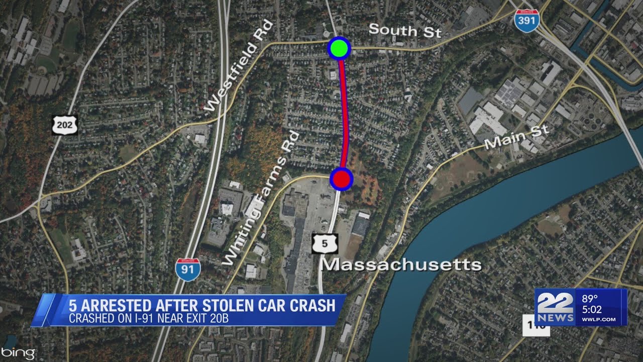 Five arrested following stolen vehicle crash in West Springfield - YouTube