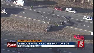 Passenger sought after 3-car crash closes I-24 East in Murfreesboro