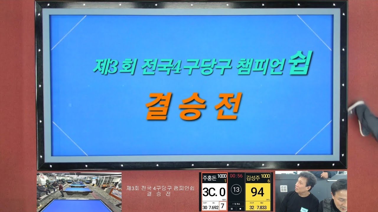 제3회 전국4구당구 챔피언쉽 결승전  (주홍돈 vs 김성주)