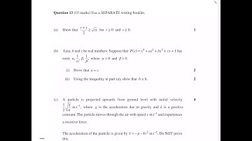 2017 HSC Ext 2 Maths Exam: Q13