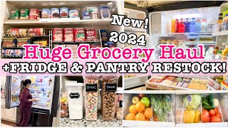 HUGE GROCERY HAUL 2024 + FRIDGE RESTOCK \& PANTRY ORGANIZATION | KITCHEN CLEANING \& ORGANIZING