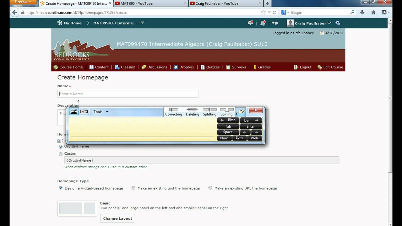 how to create a web page in d2l