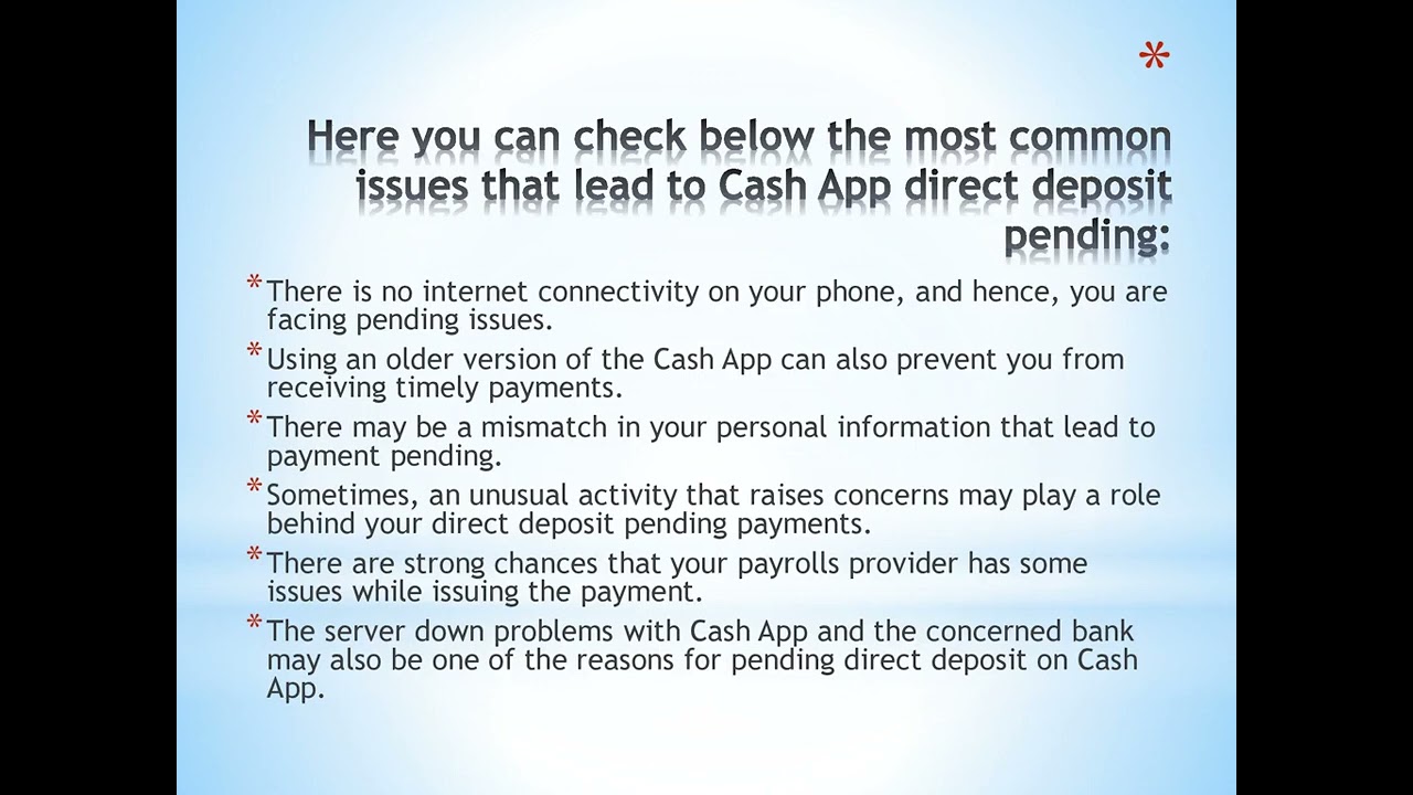 Why is my direct deposit pending on Cash App?