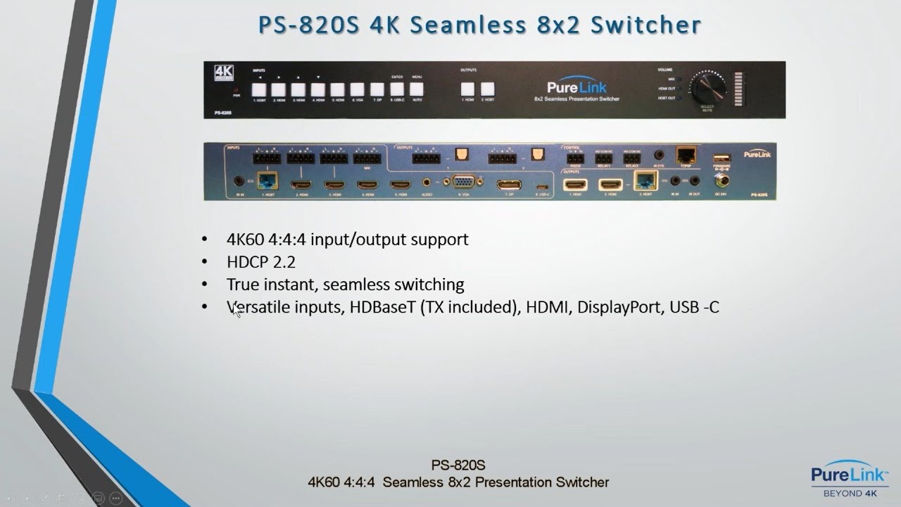 PS-820S 4K60 Seamless Presentation Switcher Features Overview