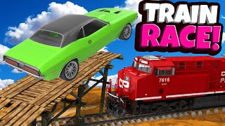 Using My MUSCLE CAR to Race a TRAIN in the WEIRDEST Mobile Games!