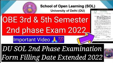 OBE 2nd Phase Examination Form Filling Date Extend 3rd & 5th & 7th Semester UG & PG Examination Form