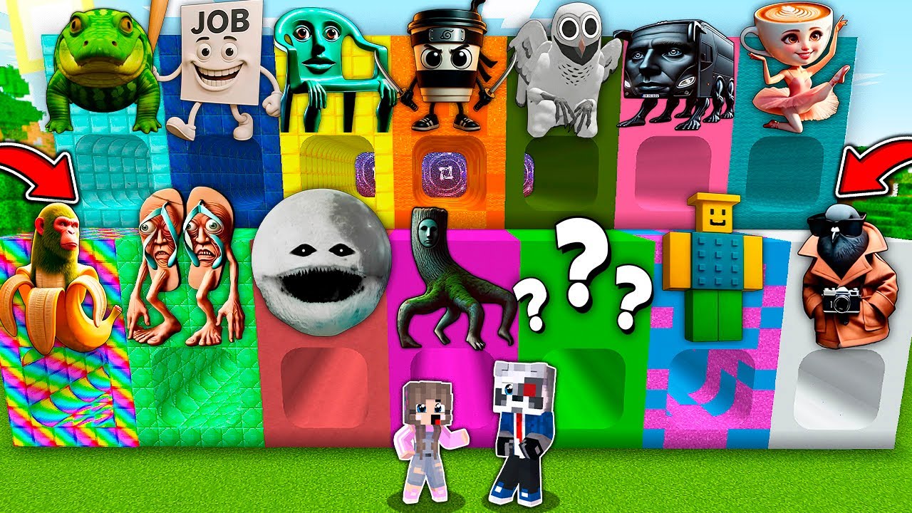 Выбери КРУГЛЫЙ ТОННЕЛЬ ЛУНА ПРОСНУЛАСЬ БРЕЙНРОТ ЖИВОТНЫЕ СОВА 99 НОЧЕЙ в МАЙНКРАФТ НУБ И ПРО