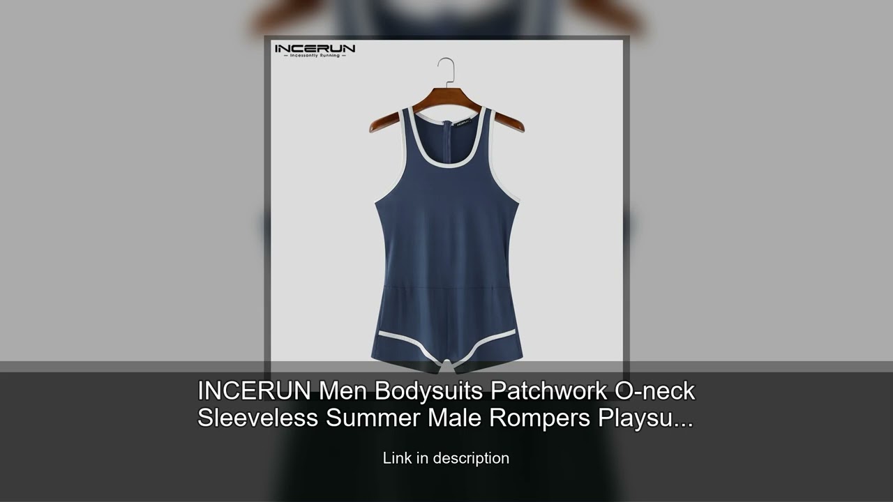 INCERUN Men Bodysuits Patchwork O-neck Sleeveless Summer Male Rompers Playsuits Streetwear Work
