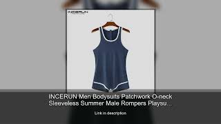 Incerun Men Bodysuits Patchwork O-Neck Sleeveless Summer Male Rompers Playsuits Streetwear Work