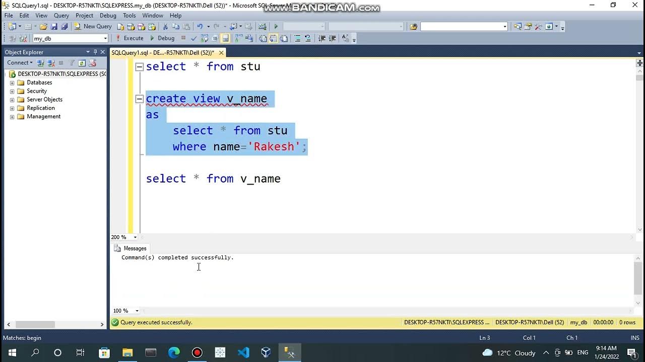 CREATE VIEW ViewName - YouTube