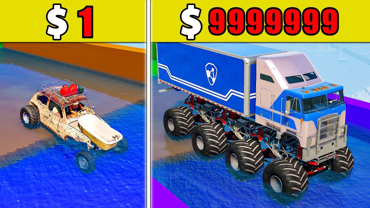 $1 vs $1,000,000丨Cars VS Stairs VS Roller Coaster Bridge  #92 - BeamNG.Drive Challenge