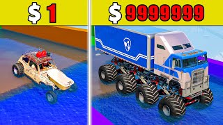 $1 vs $1,000,000丨Cars VS Stairs VS Roller Coaster Bridge  #92 - BeamNG.Drive Challenge
