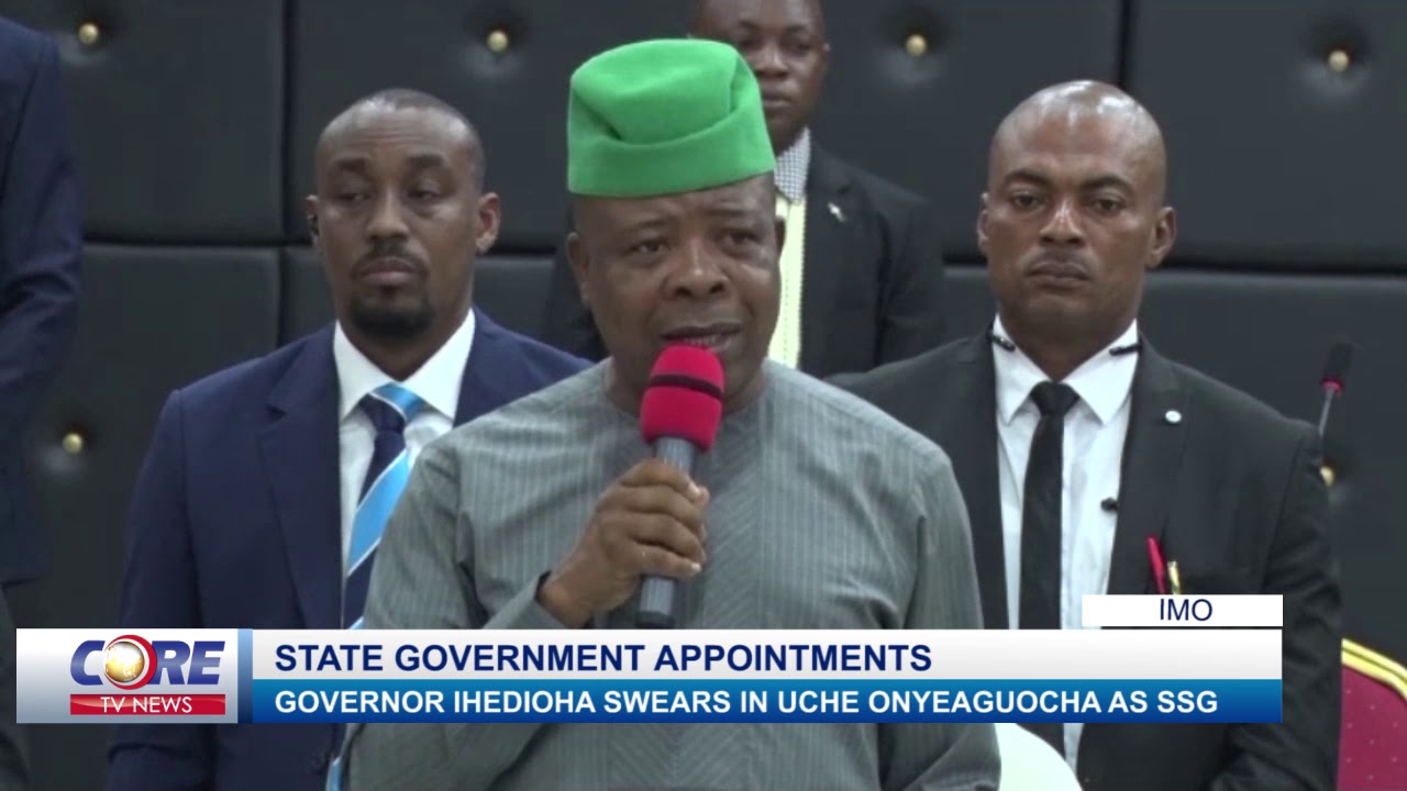 Imo: Governor Ihedioha swears in Uche Onyeaguocha as SSG