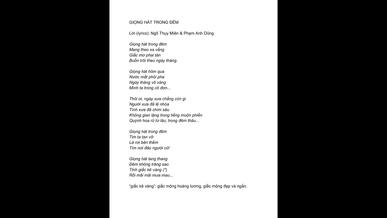 GIỌNG HÁT TRONG ĐÊM (Ngô Thụy Miên-AI)