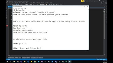 Hello World Console Application using visual studio