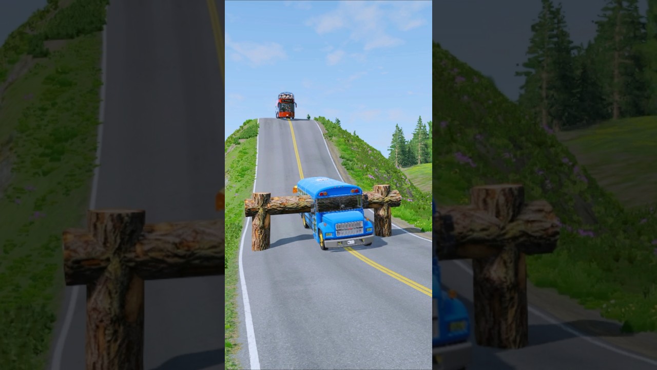 Colorful small Cargo Trucks & Cement Truck vs Bollards Crash – BeamNG.drive