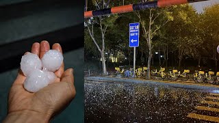 RAW SCENE: 😱Hailstorms hit multiple districts of Beijing, China