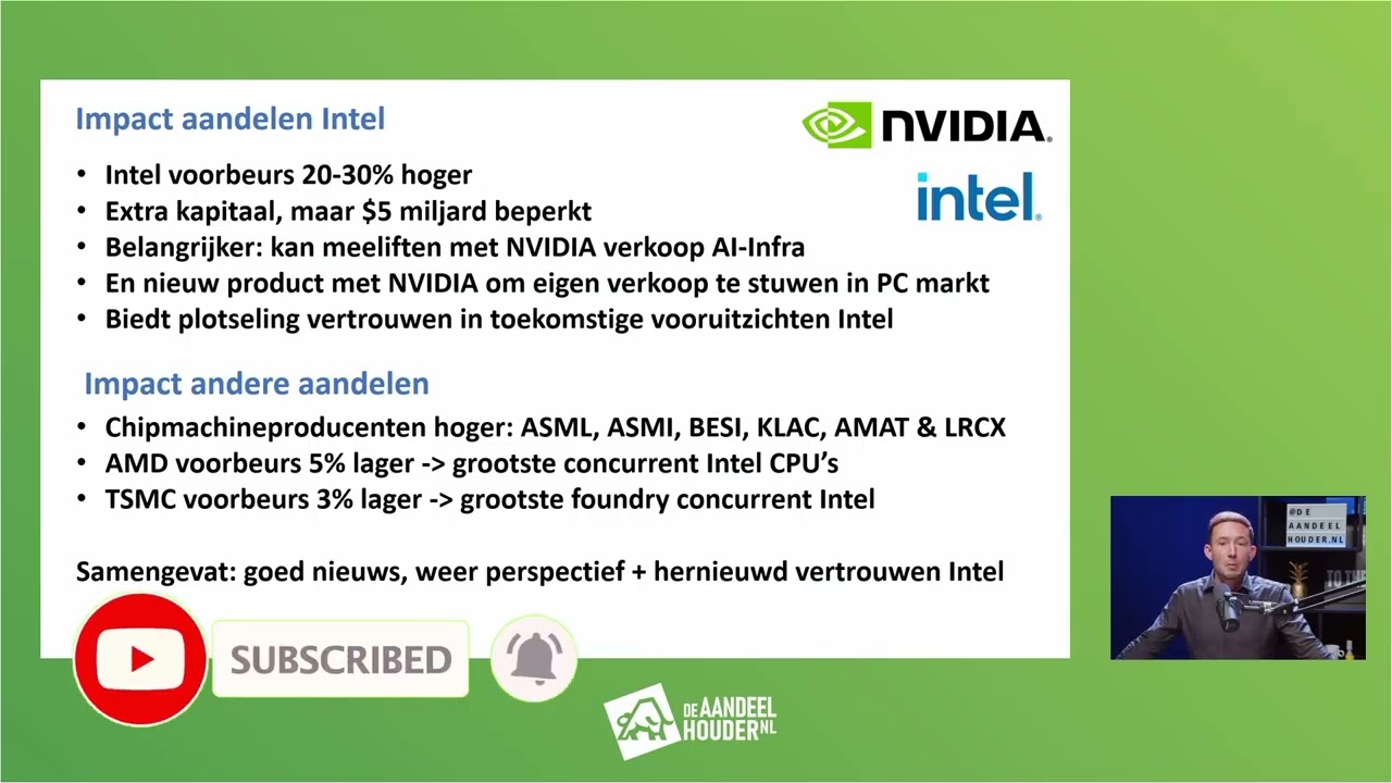 NVIDIA investeert $5 miljard in Intel, chipaandelen flink hoger