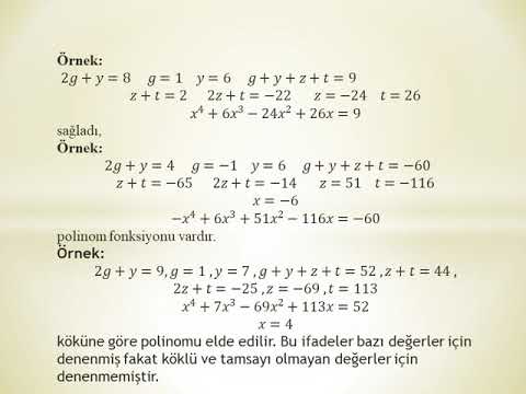 Polinomlarda kök bulma (sistem oluşturarak)
