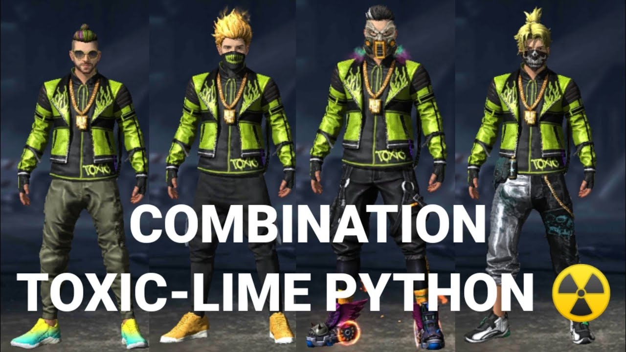 FREE FIRE GOLD ROYAL BUNDLE TOXIC-LIME PYTHON ☢️ BEST COMBINATIONS FOR ...