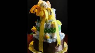 How to Make a Baby Diaper Cake for a Baby Shower Tutorial with CookingAndCrafting