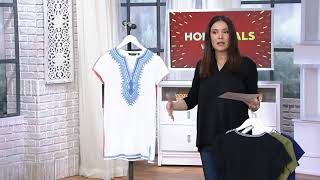 C. Wonder Embroidered Split V-neck Short Sleeve Knit Tunic on QVC screenshot 4