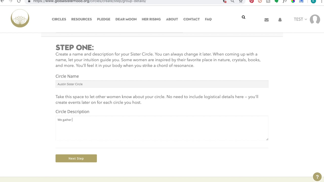 How to register a Global Sisterhood circle