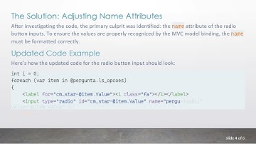 Fixing Communication Between View and Controller: Solving Null Radio Button Inputs in ASP.NET MVC