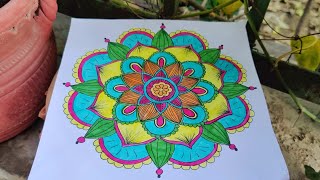Easy And Simple Rangoli Design On Paper | How To Make Rangoli Design | Mandala Drawing Step By Step