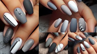 : The most Gorgeous WHITE & GREY NAIL ART 2023! #whitenails #greynails #nudenails #nails #nailart #art
